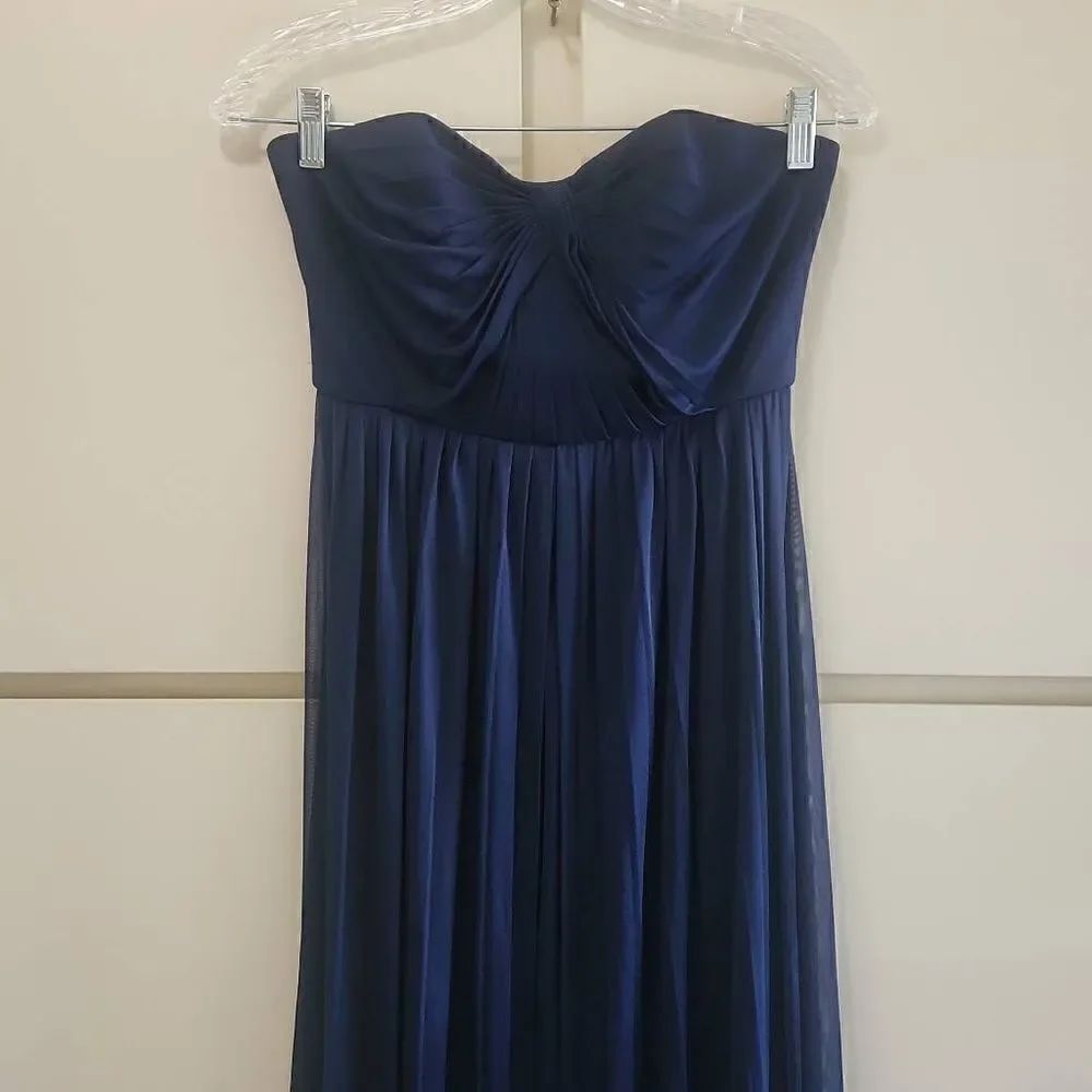 David's Bridal Navy Blue Strapless Maxi Dress,  NWOT, Sz. 4